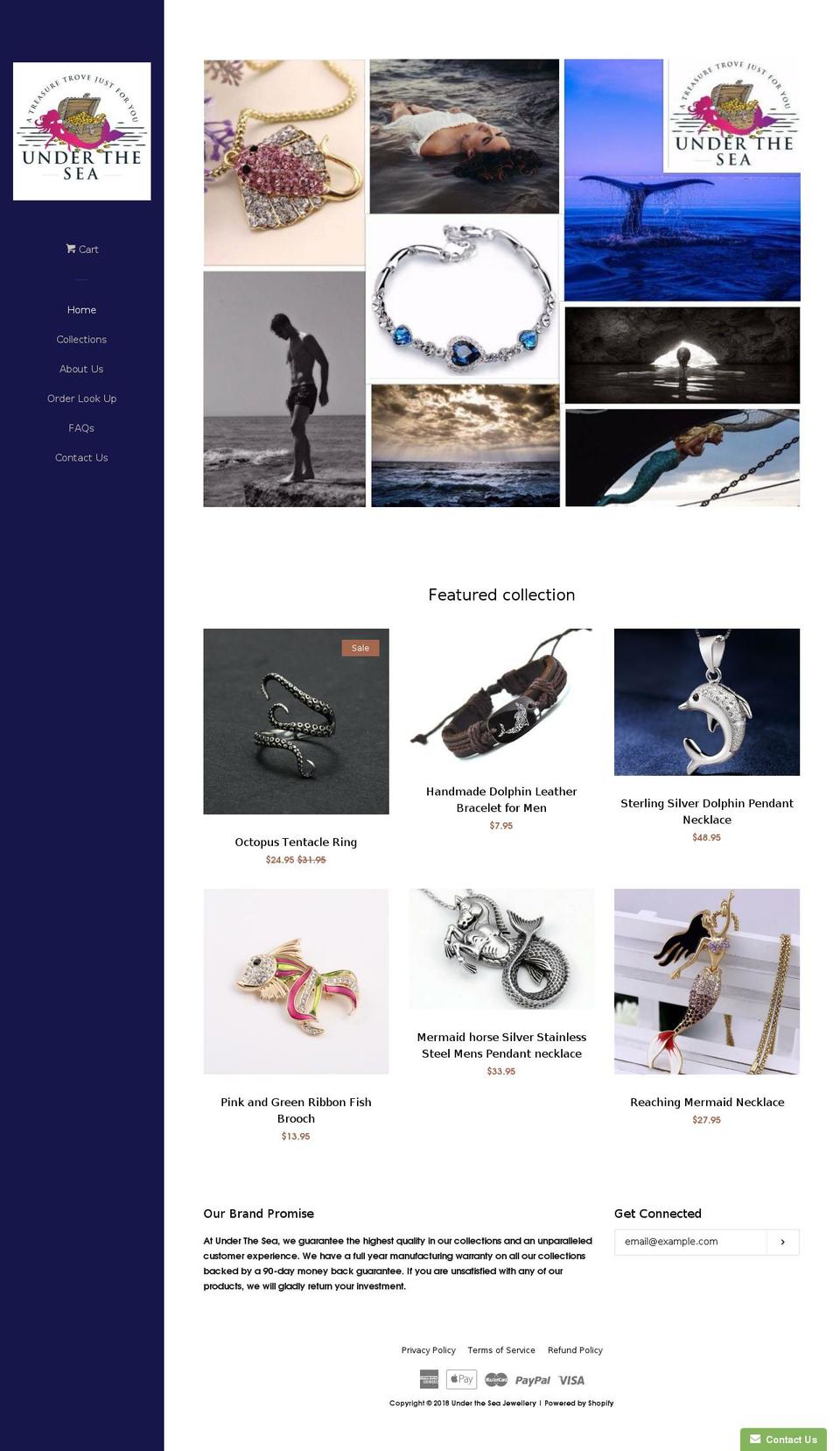 underthesea.com.au shopify website screenshot
