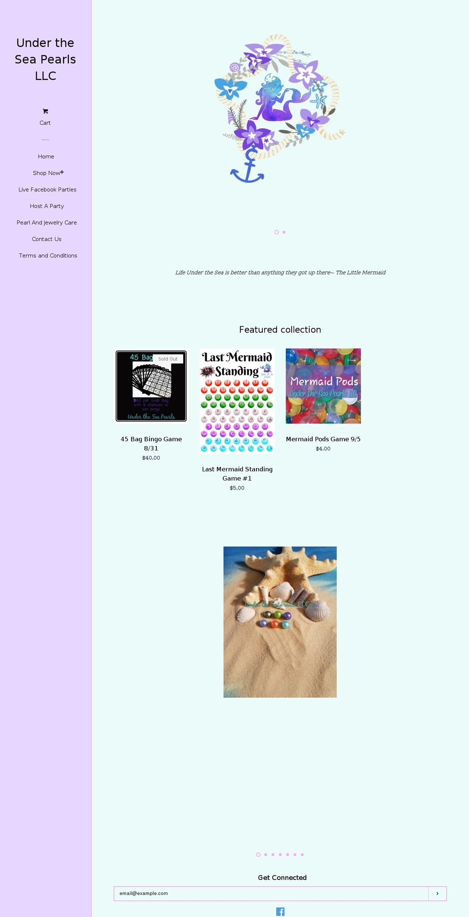 undertheseapearls.com — Shopify storefront screenshot