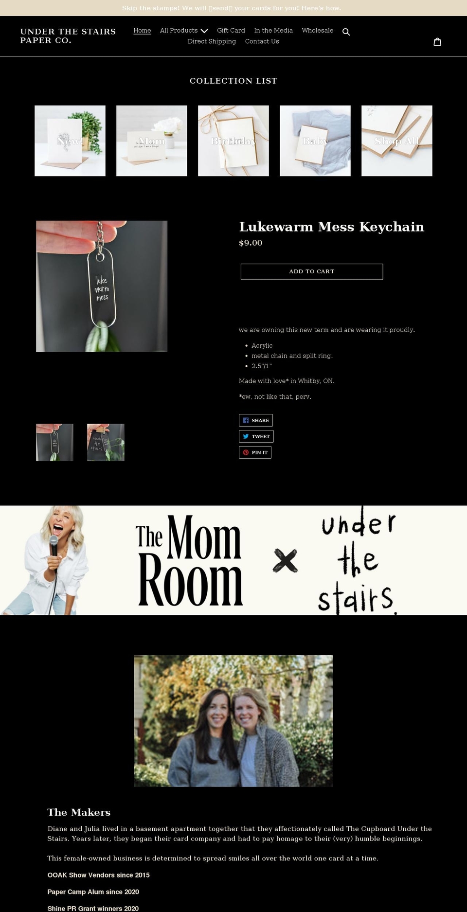 underthestairspaperco.com shopify website screenshot