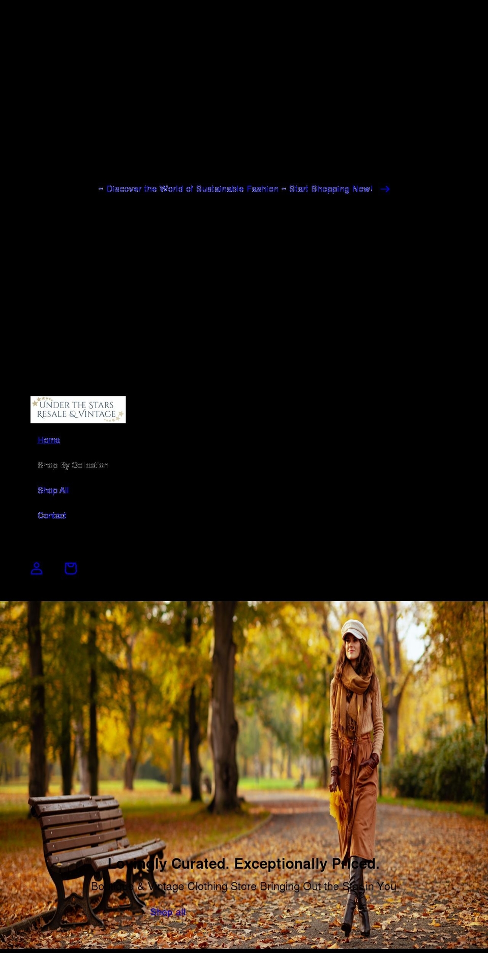 underthestarsresalevintage.com shopify website screenshot