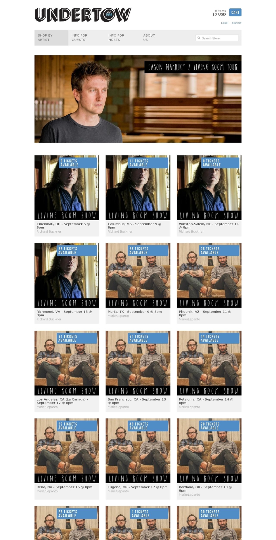 undertowshows.com shopify website screenshot