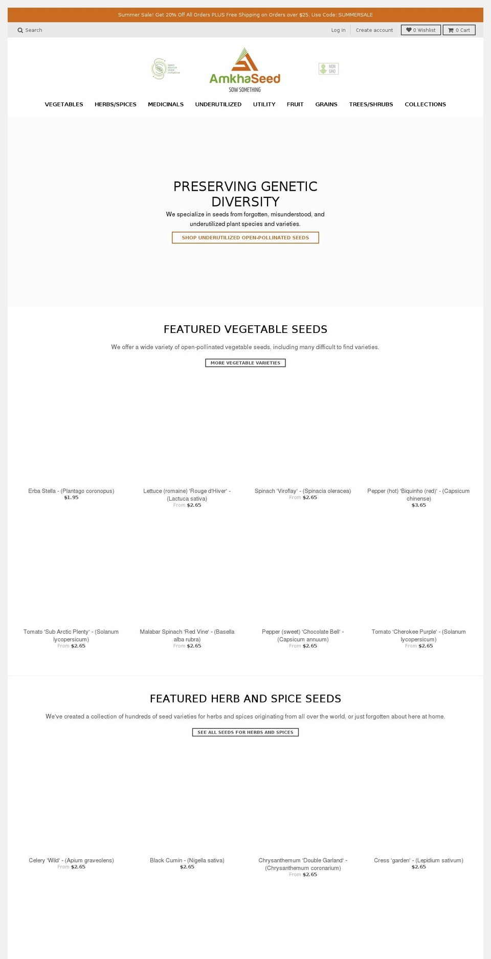 underutilizedplants.com — Shopify storefront screenshot