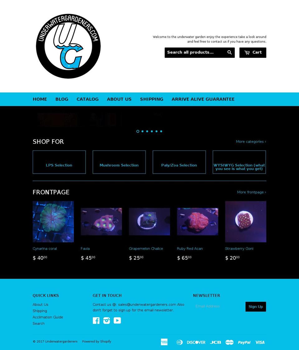 underwatergardeners.com shopify website screenshot