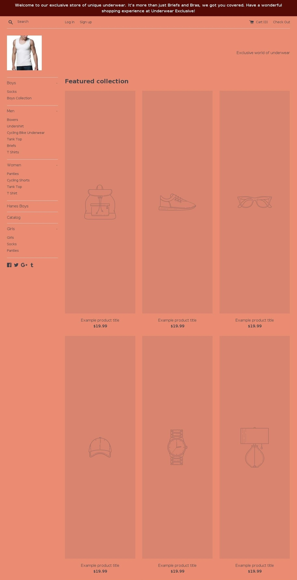 underwearexclusive.com — Shopify storefront screenshot