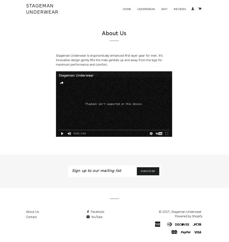 underwearvideo.com shopify website screenshot