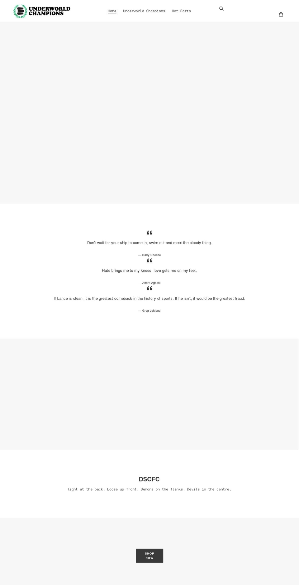 underworldchampions.com shopify website screenshot