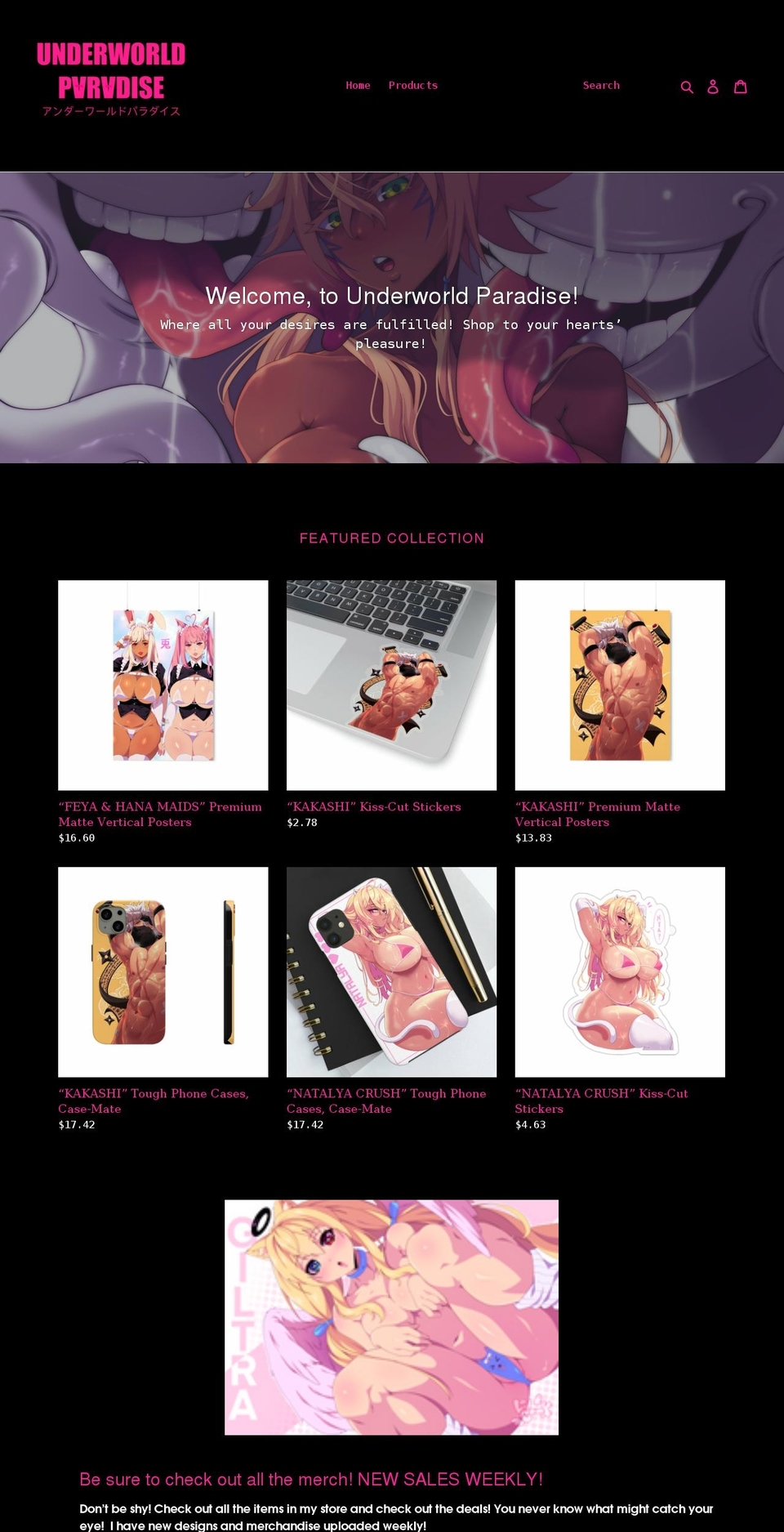 underworldparadise.com shopify website screenshot