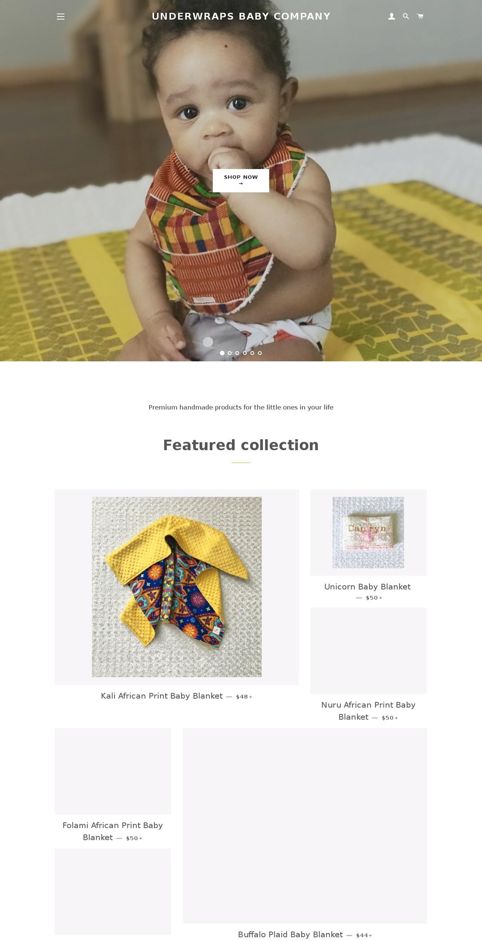 underwrapsbabycompany.com — Shopify storefront screenshot