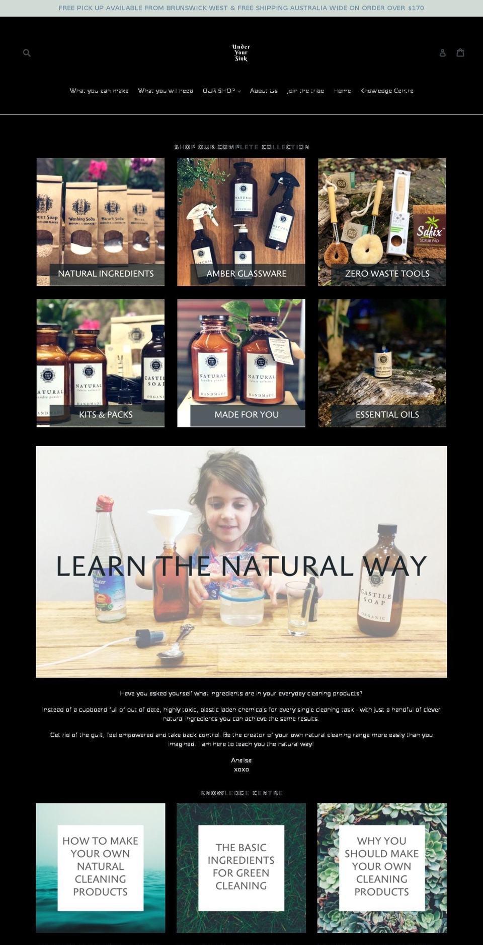 underyoursink.com — Shopify storefront screenshot