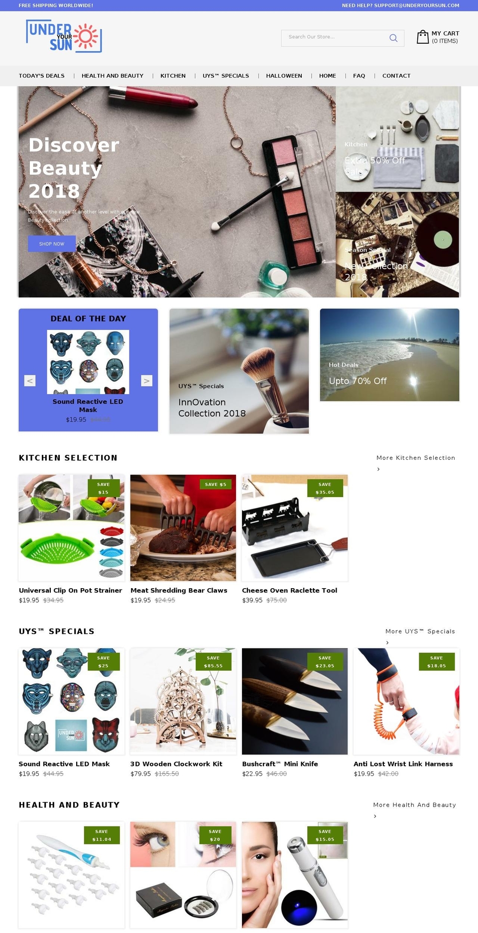 underyoursun.com — Shopify storefront screenshot