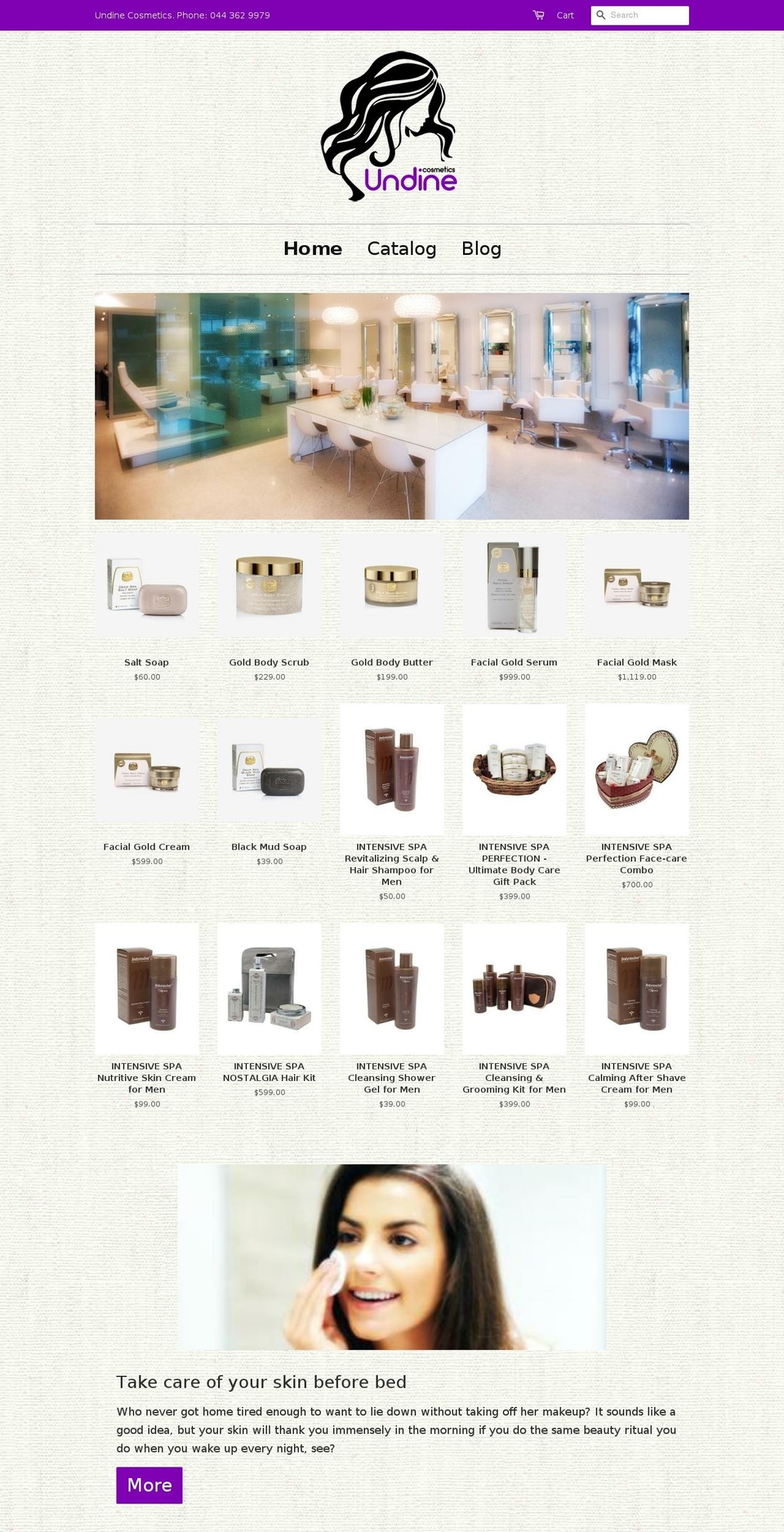 undinecosmetics.com — Shopify storefront screenshot