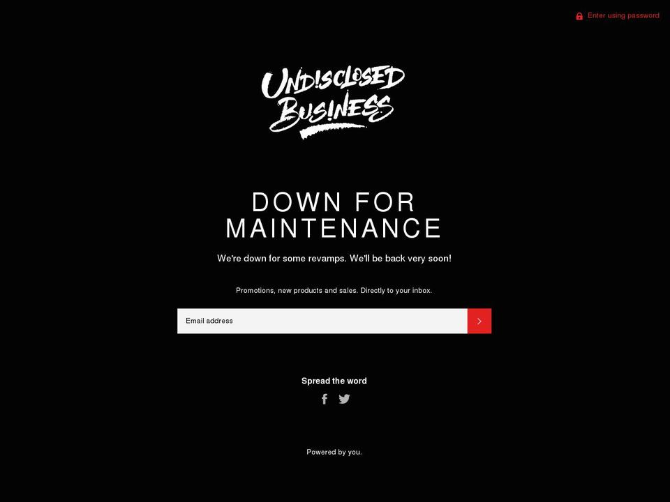 undisclosedbusiness.com shopify website screenshot