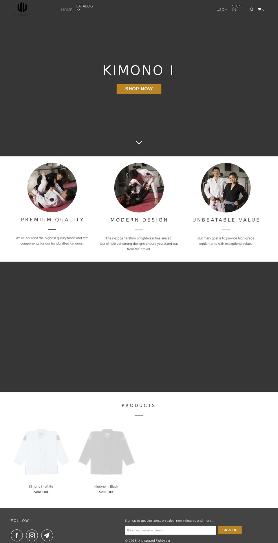 undisputedfightwear.com — Shopify storefront screenshot