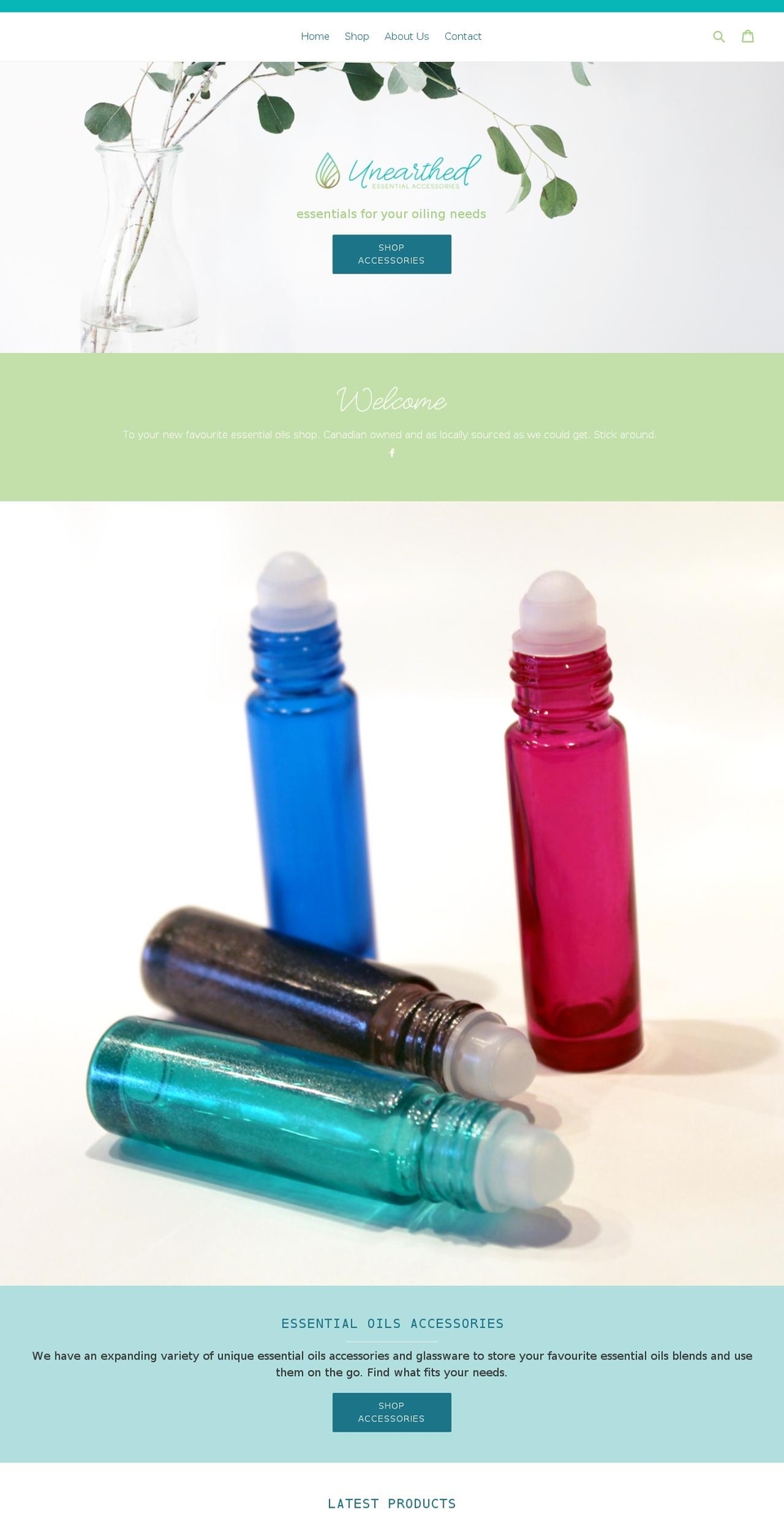 unearthedessentialaccessories.org shopify website screenshot