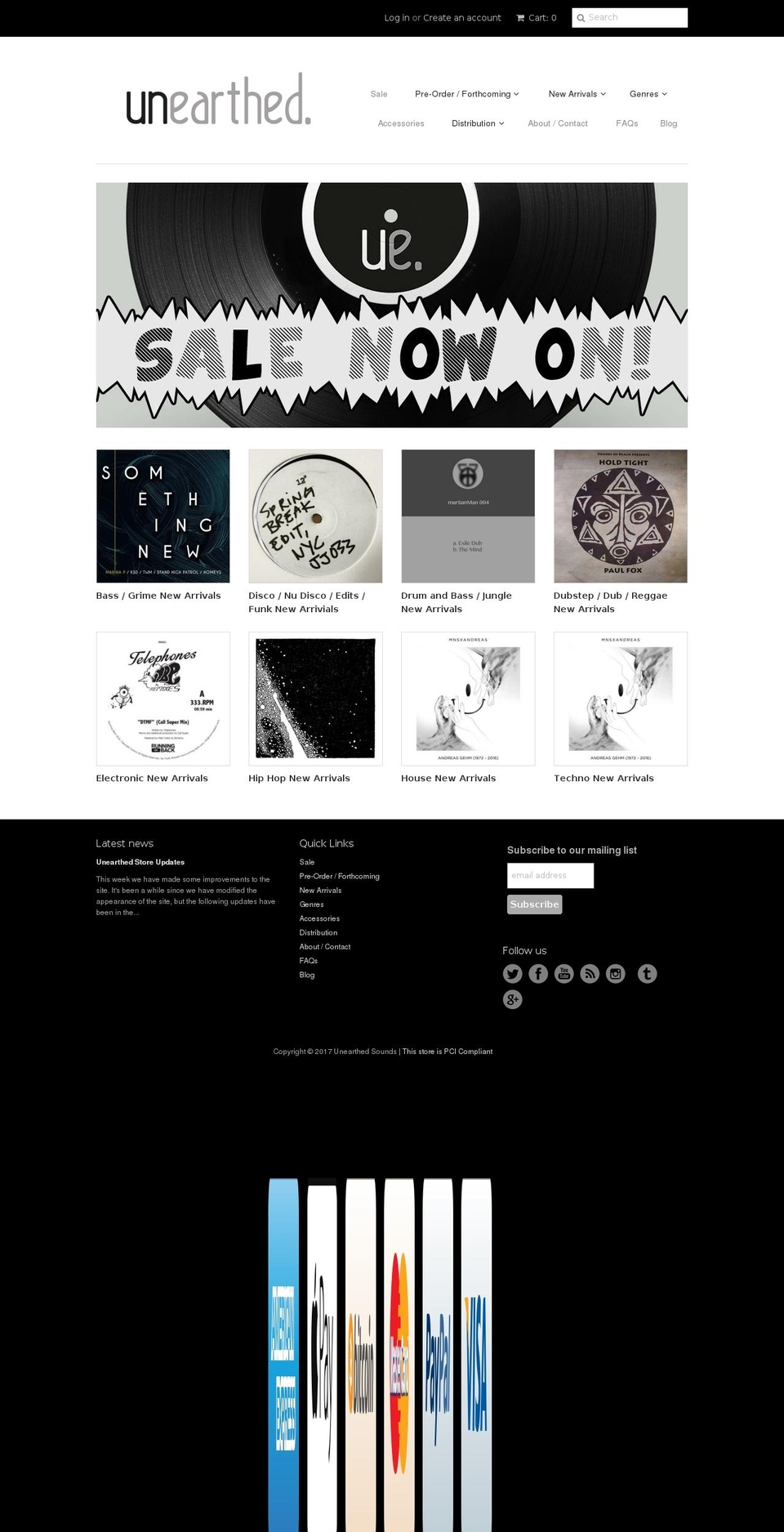 unearthedsounds.co.uk shopify website screenshot