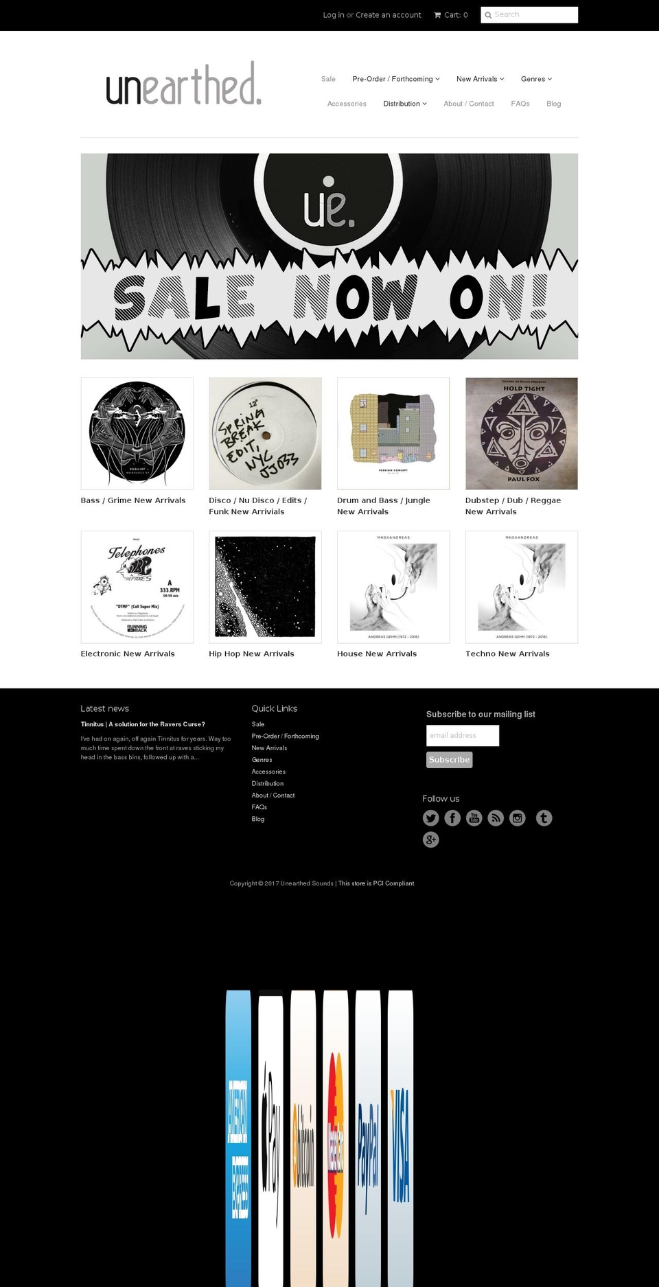 unearthedsounds.com shopify website screenshot
