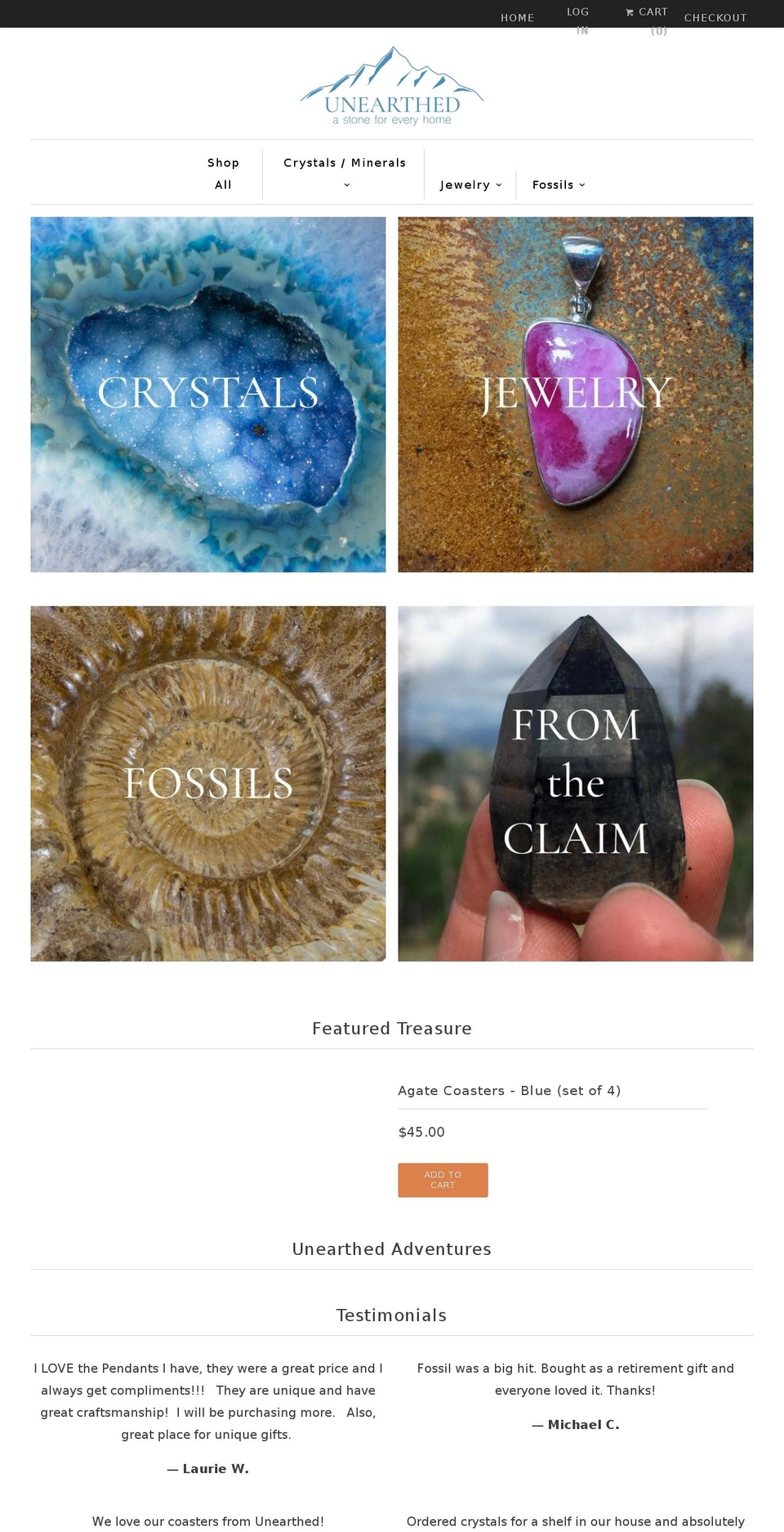 unearthedstore.com shopify website screenshot