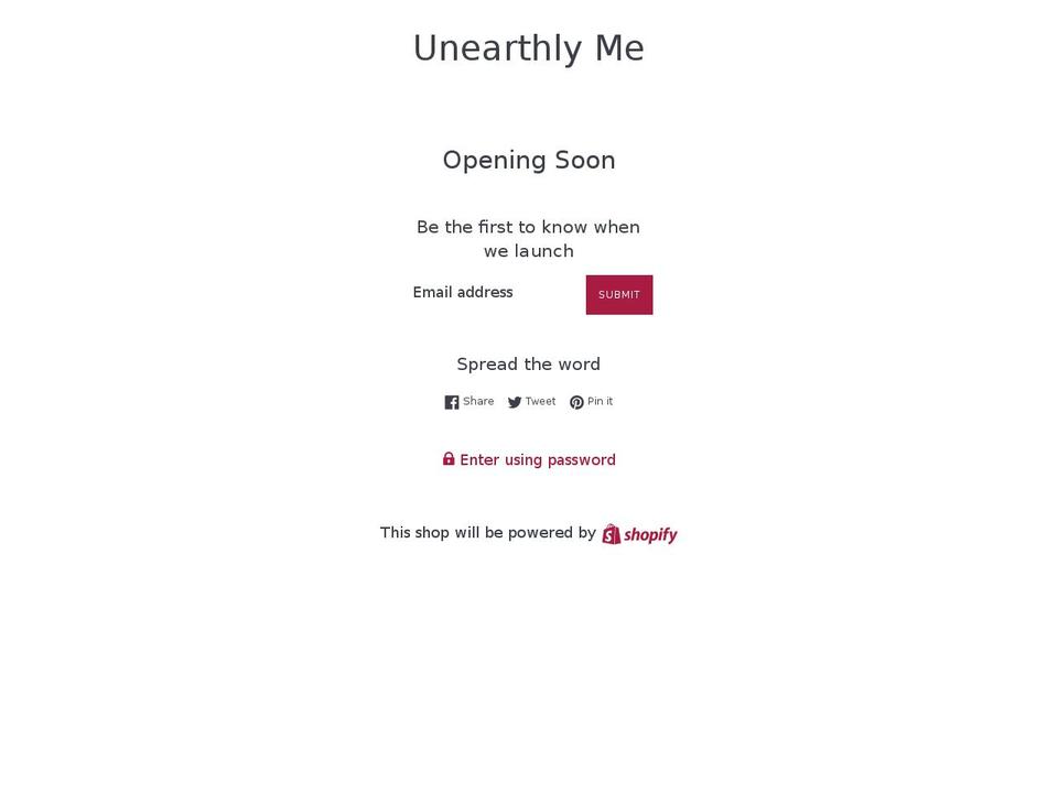 unearthlyme.com — Shopify storefront screenshot
