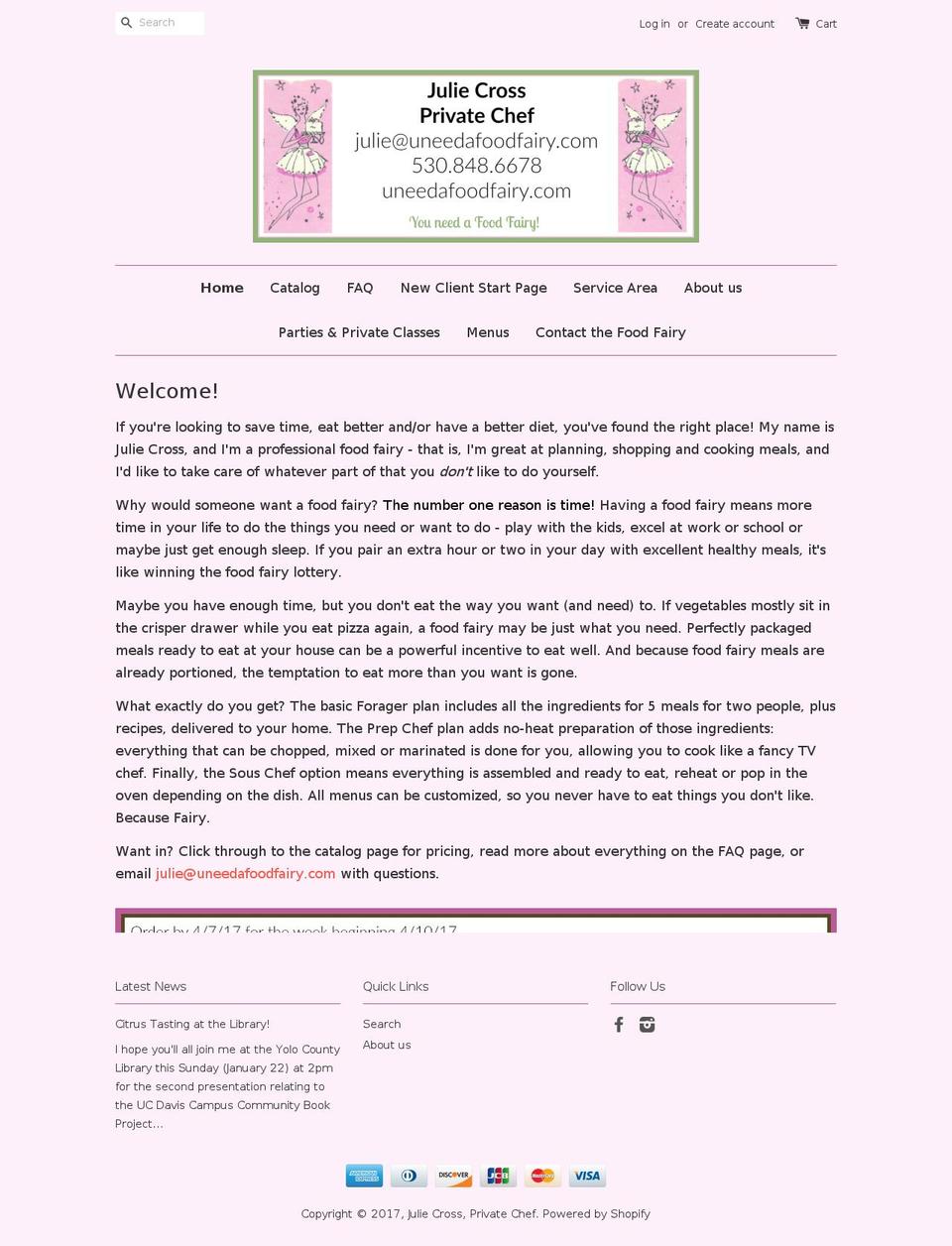 uneedafoodfairy.com shopify website screenshot