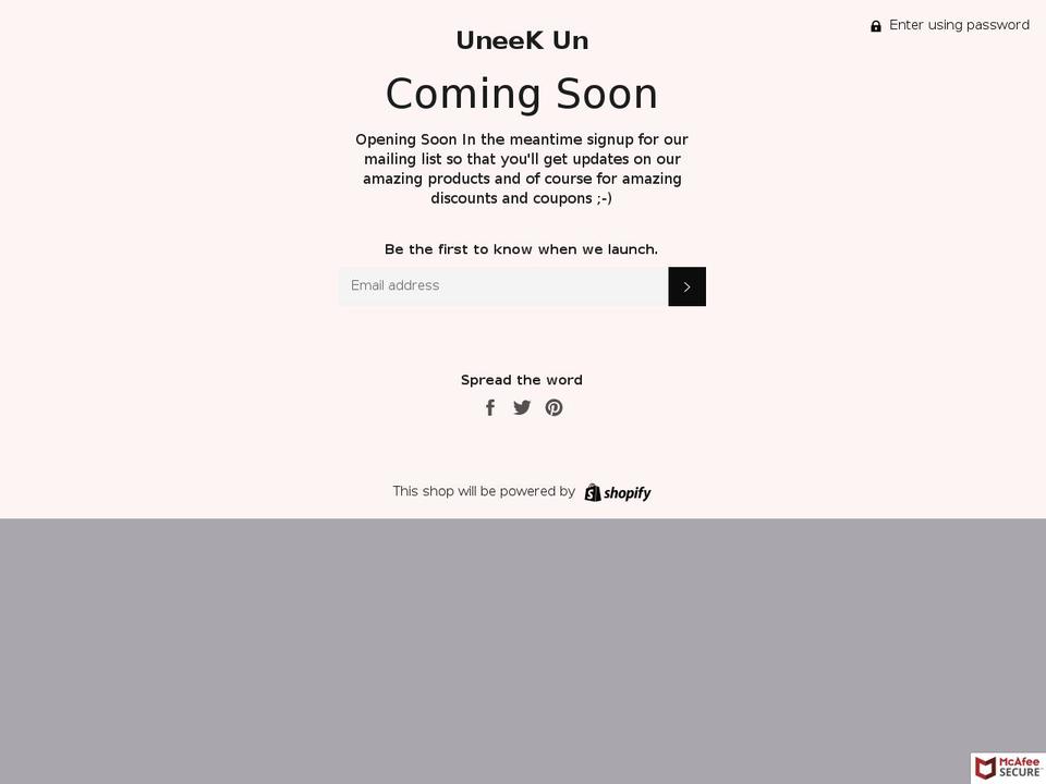 uneekun.com — Shopify storefront screenshot
