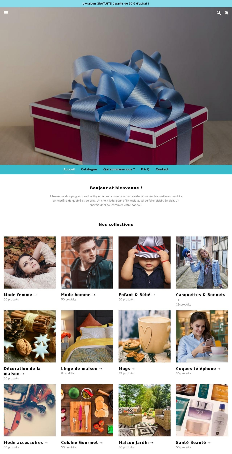 uneheuredeshopping.com shopify website screenshot