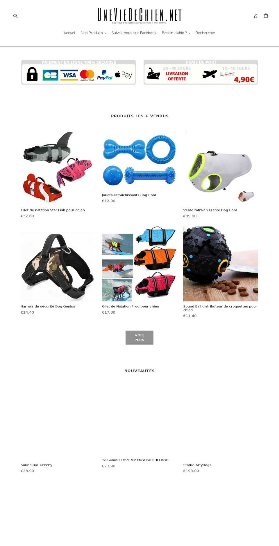 First Theme Shopify theme site example uneviedechien.net