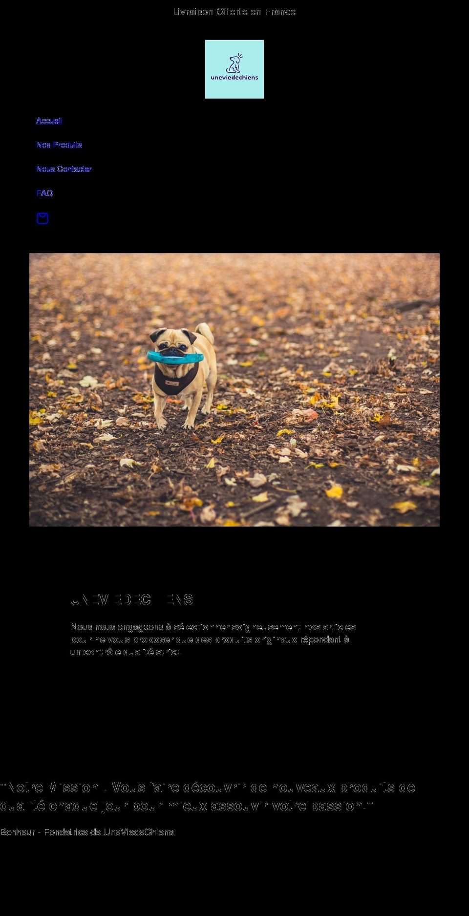 uneviedechiens.com — Shopify storefront screenshot