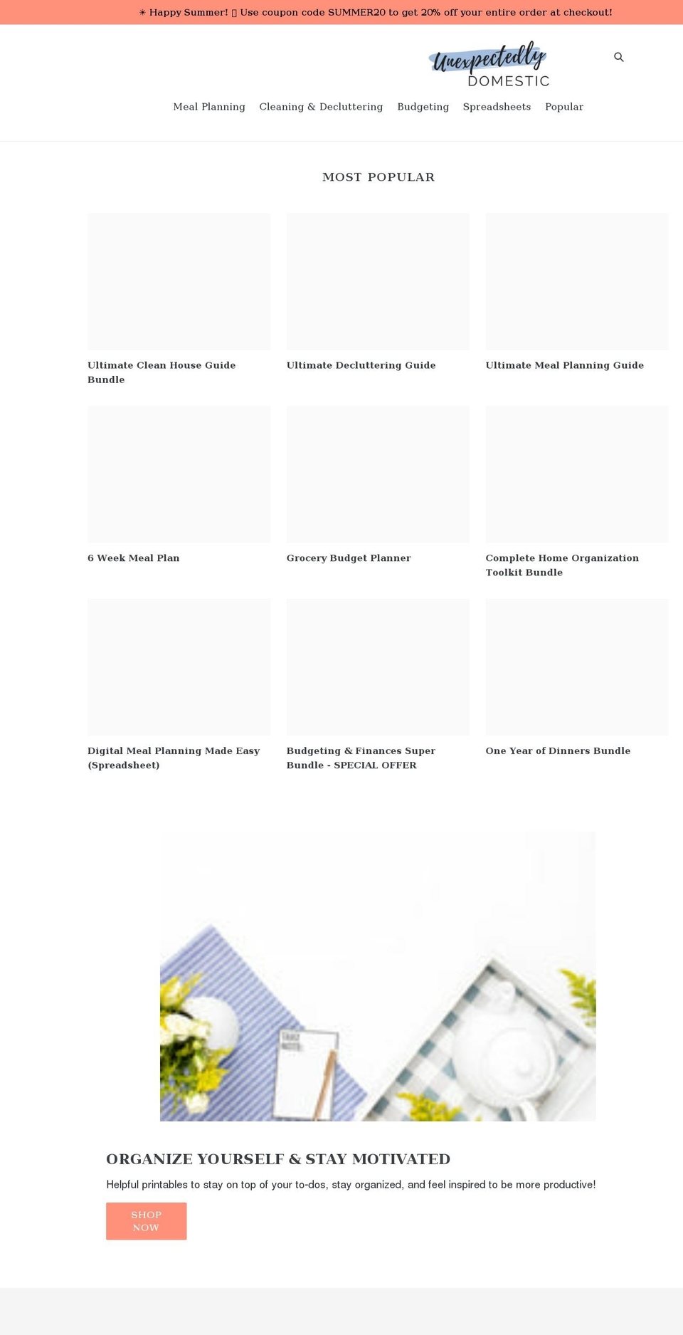 unexpectedlydomestic-shop.com shopify website screenshot