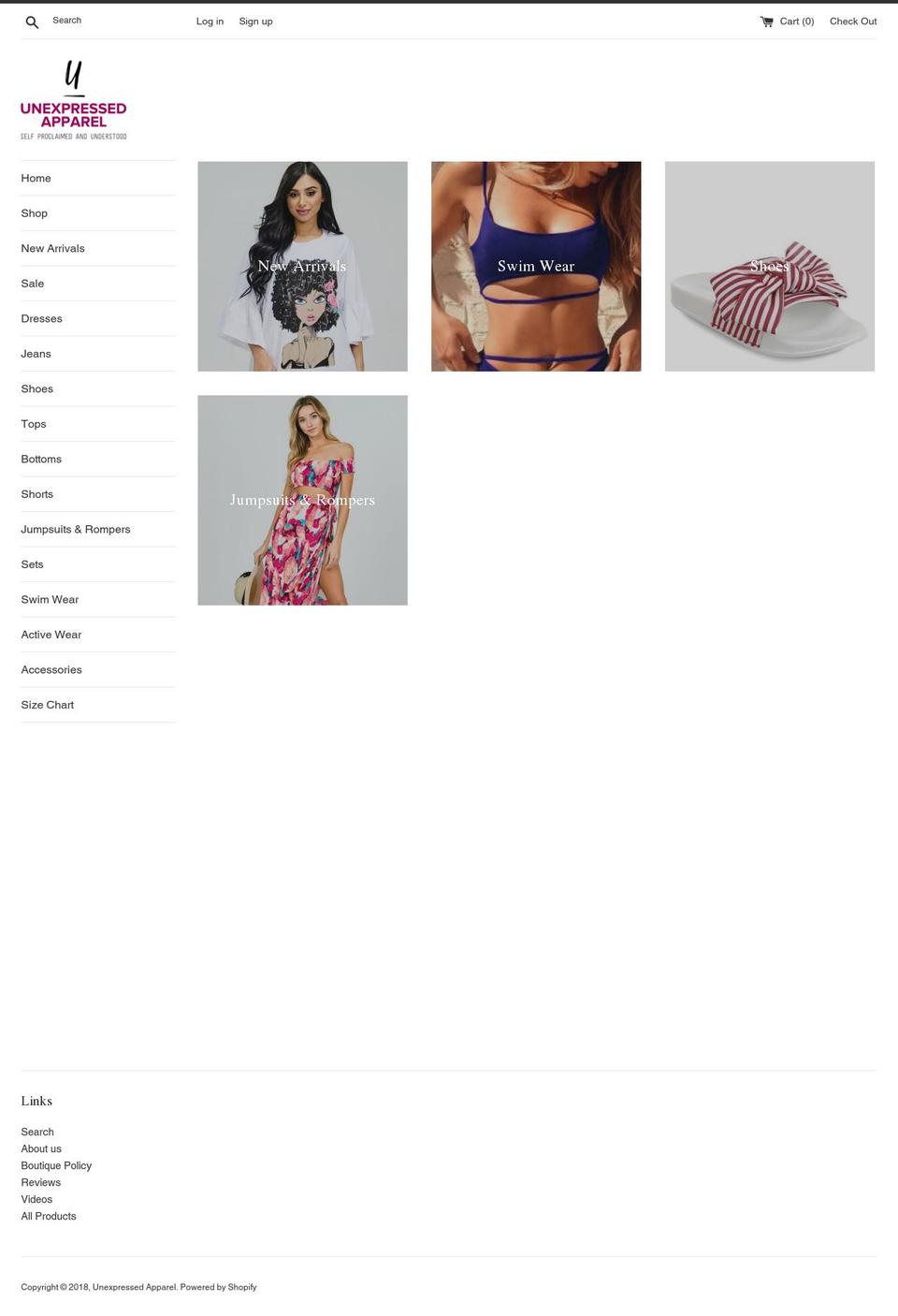 unexpressedapparel.com shopify website screenshot