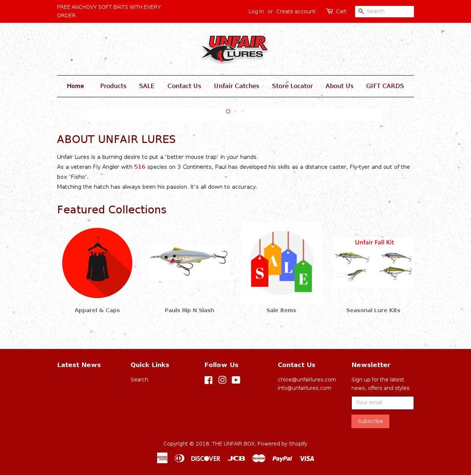 unfairlures.us shopify website screenshot