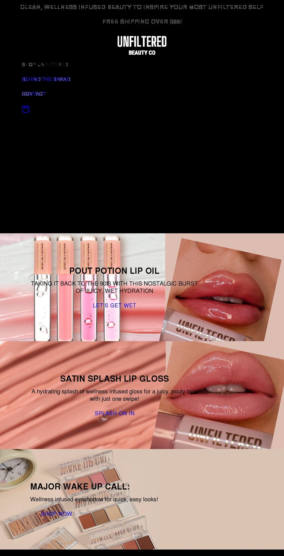 unfilteredbeautyco.com shopify website screenshot