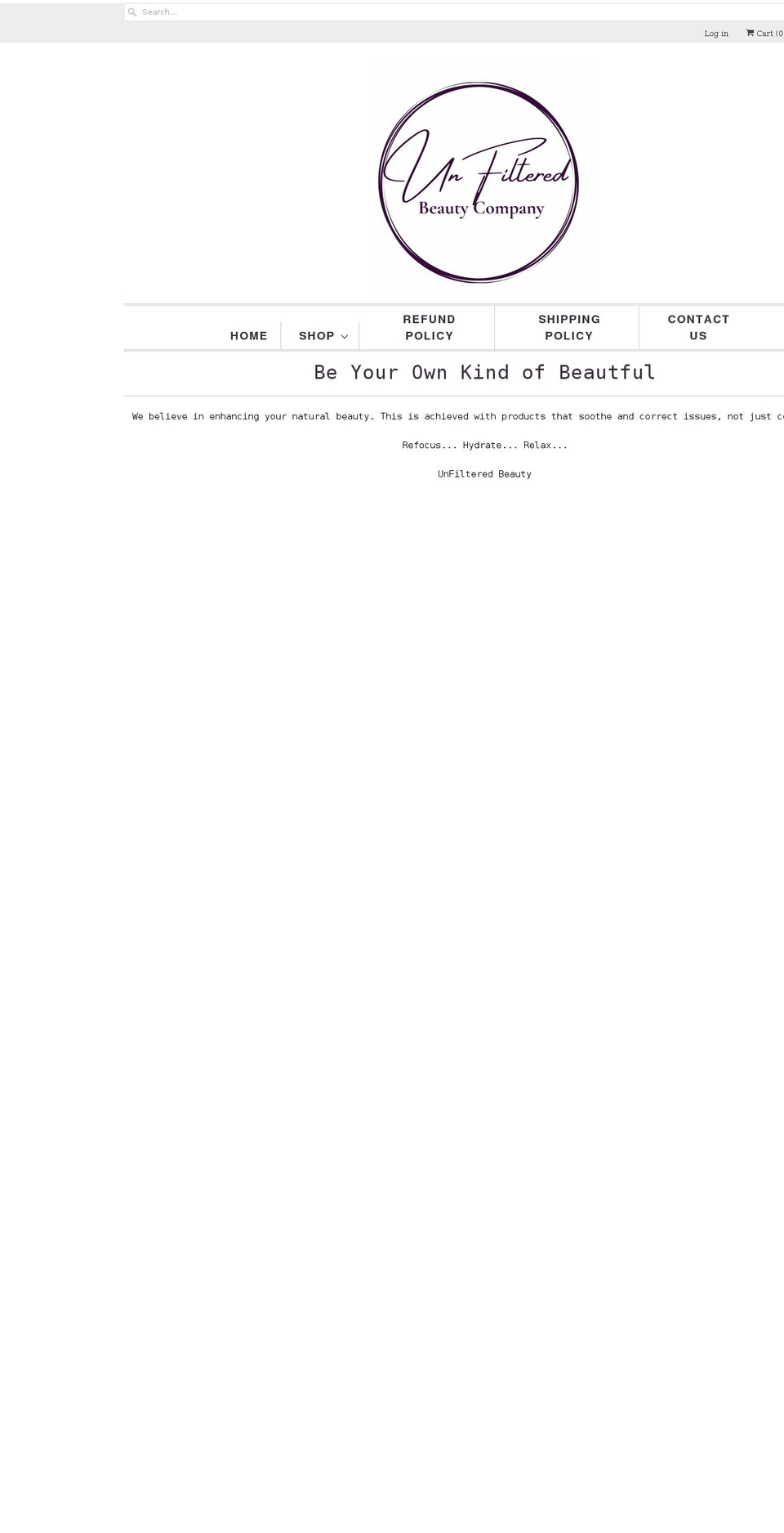 unfilteredbeautycompany.com shopify website screenshot