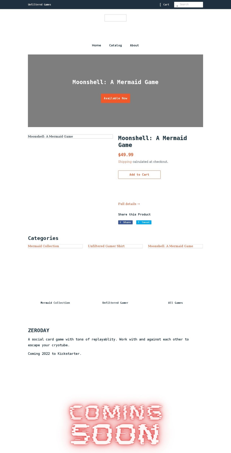 unfilteredgames.com shopify website screenshot