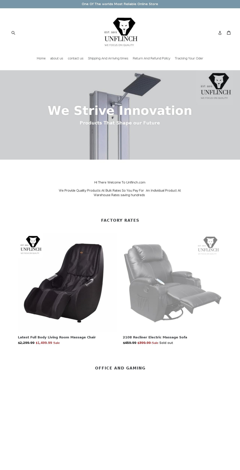 unflinch.com — Shopify storefront screenshot