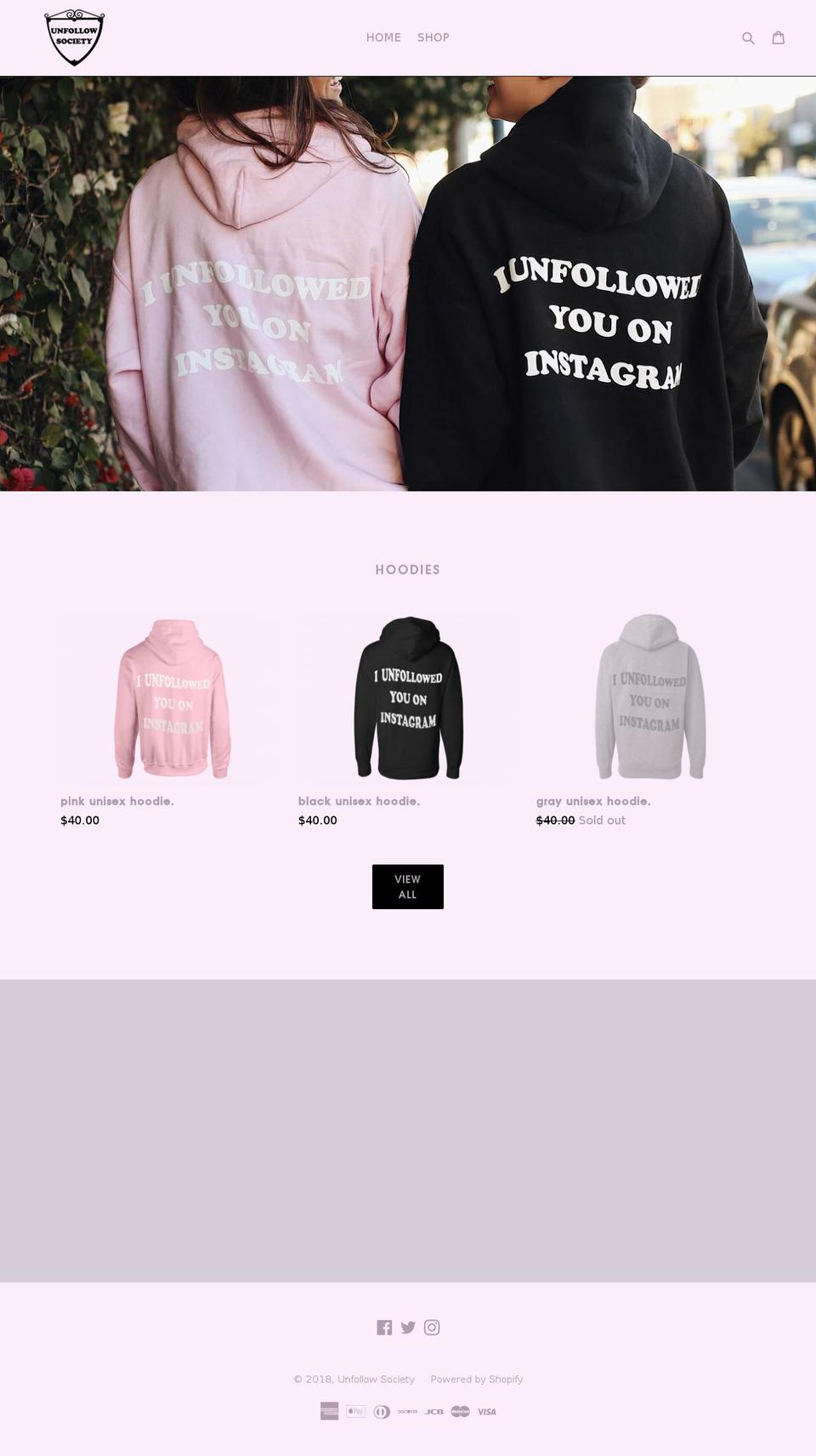 unfollowsociety.com — Shopify storefront screenshot