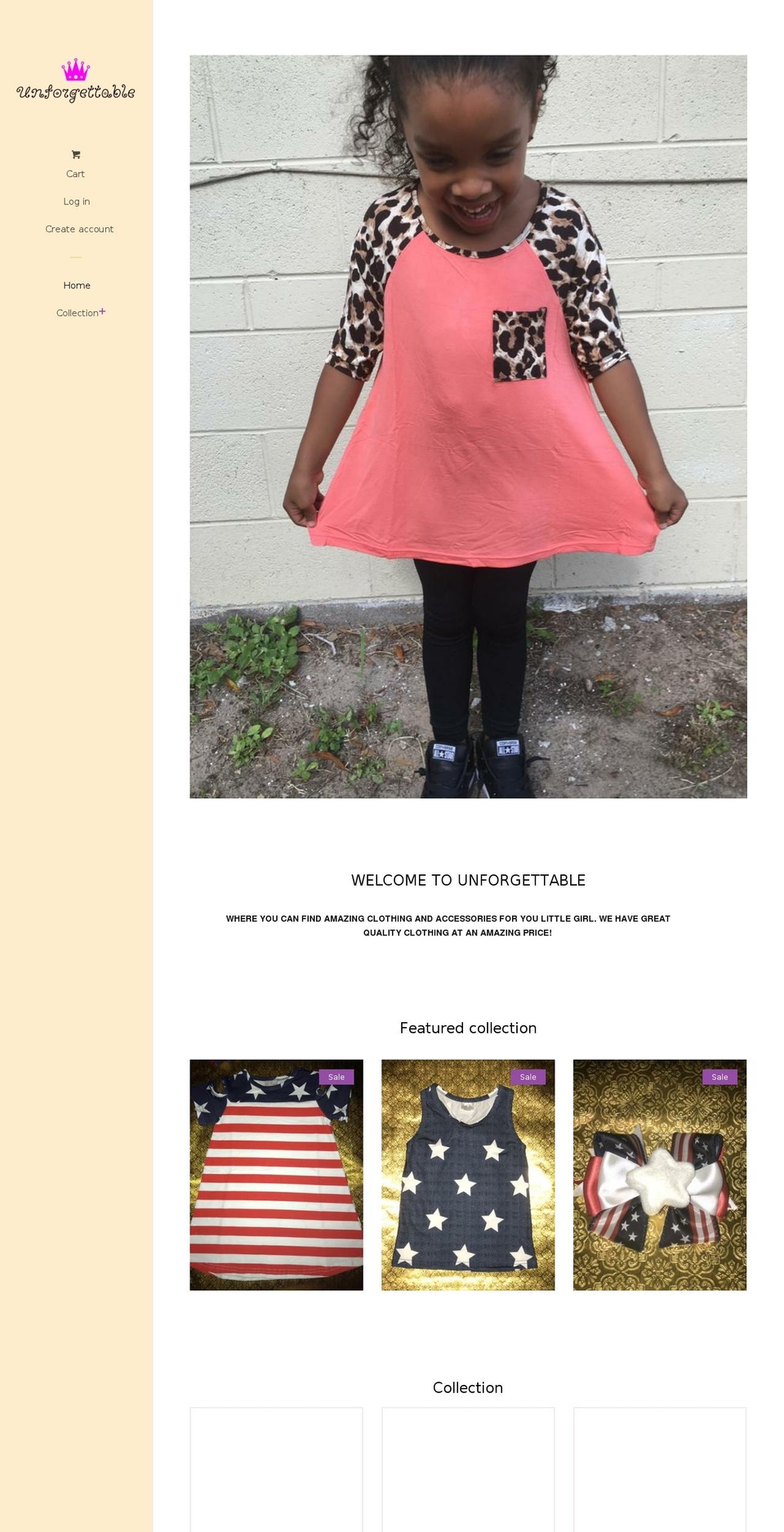 unforgettableclothing.com — Shopify storefront screenshot