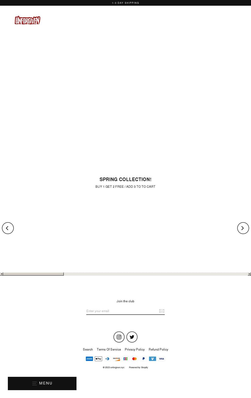 unforgivennyc.com shopify website screenshot