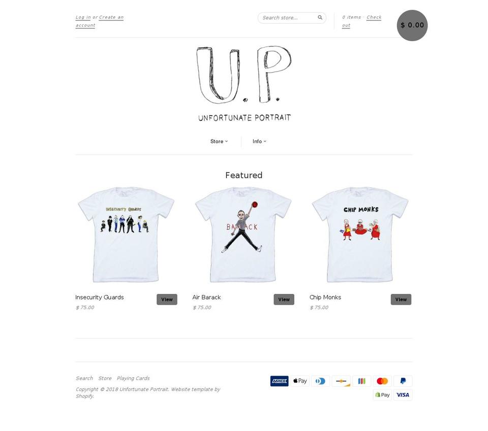 unfortunateportrait.com — Shopify storefront screenshot