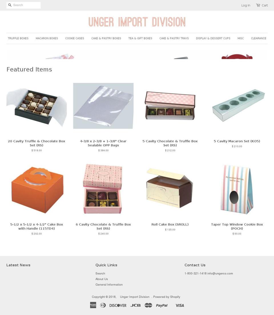ungerimports.com — Shopify storefront screenshot