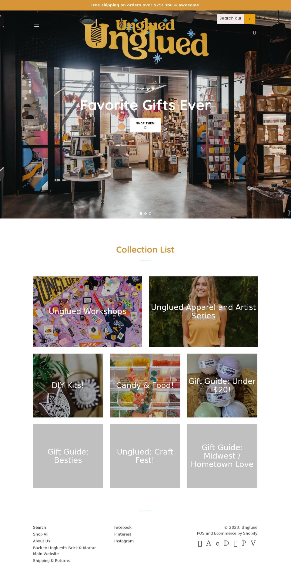 unglued.myshopify.com shopify website screenshot