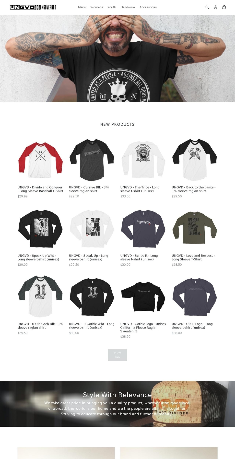 ungvd.com — Shopify storefront screenshot