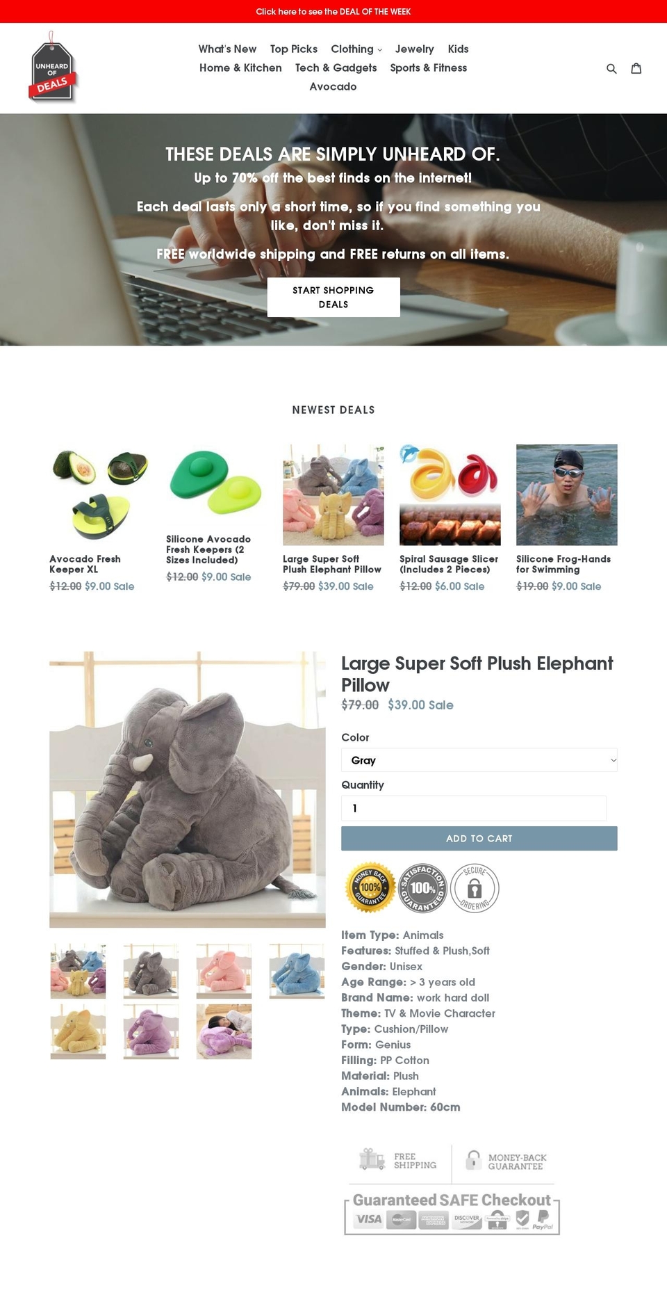 unheardofdeals.com — Shopify storefront screenshot