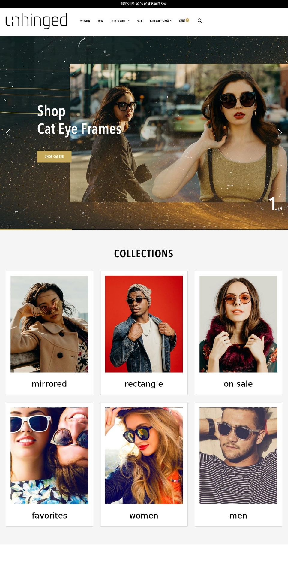 unhinged-eyewear.com — Shopify storefront screenshot