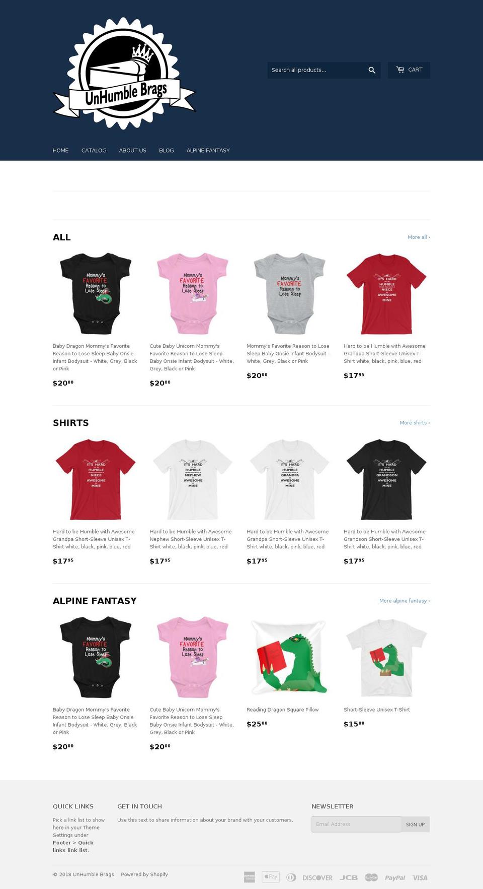 unhumblebrags.com — Shopify storefront screenshot