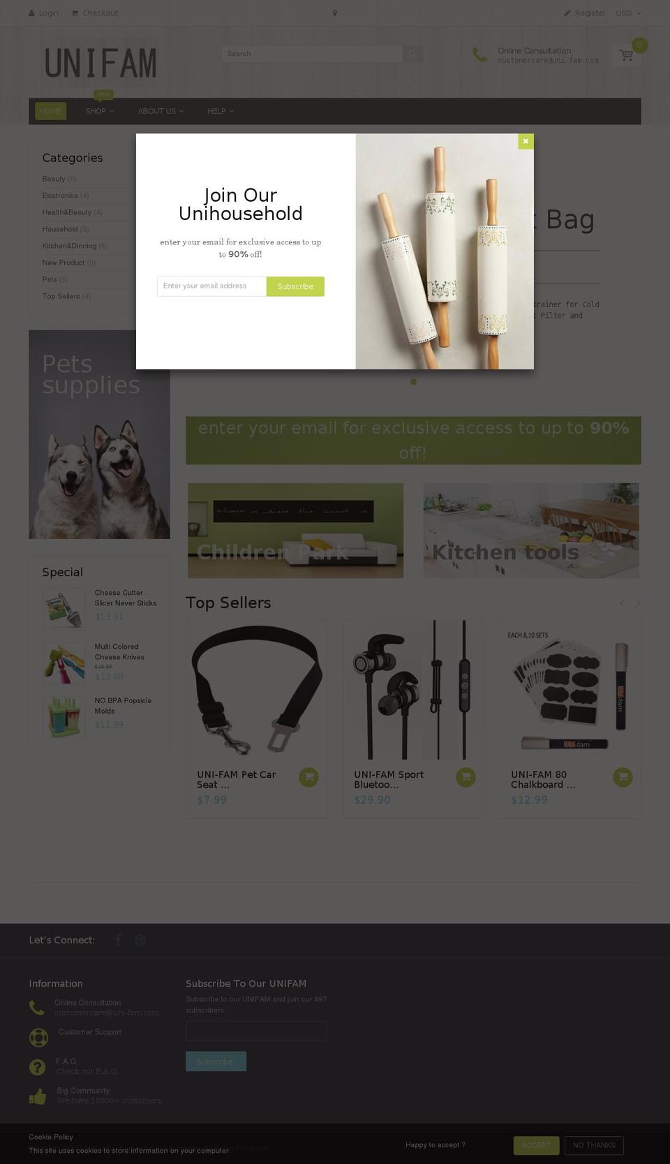uni-fam.com shopify website screenshot