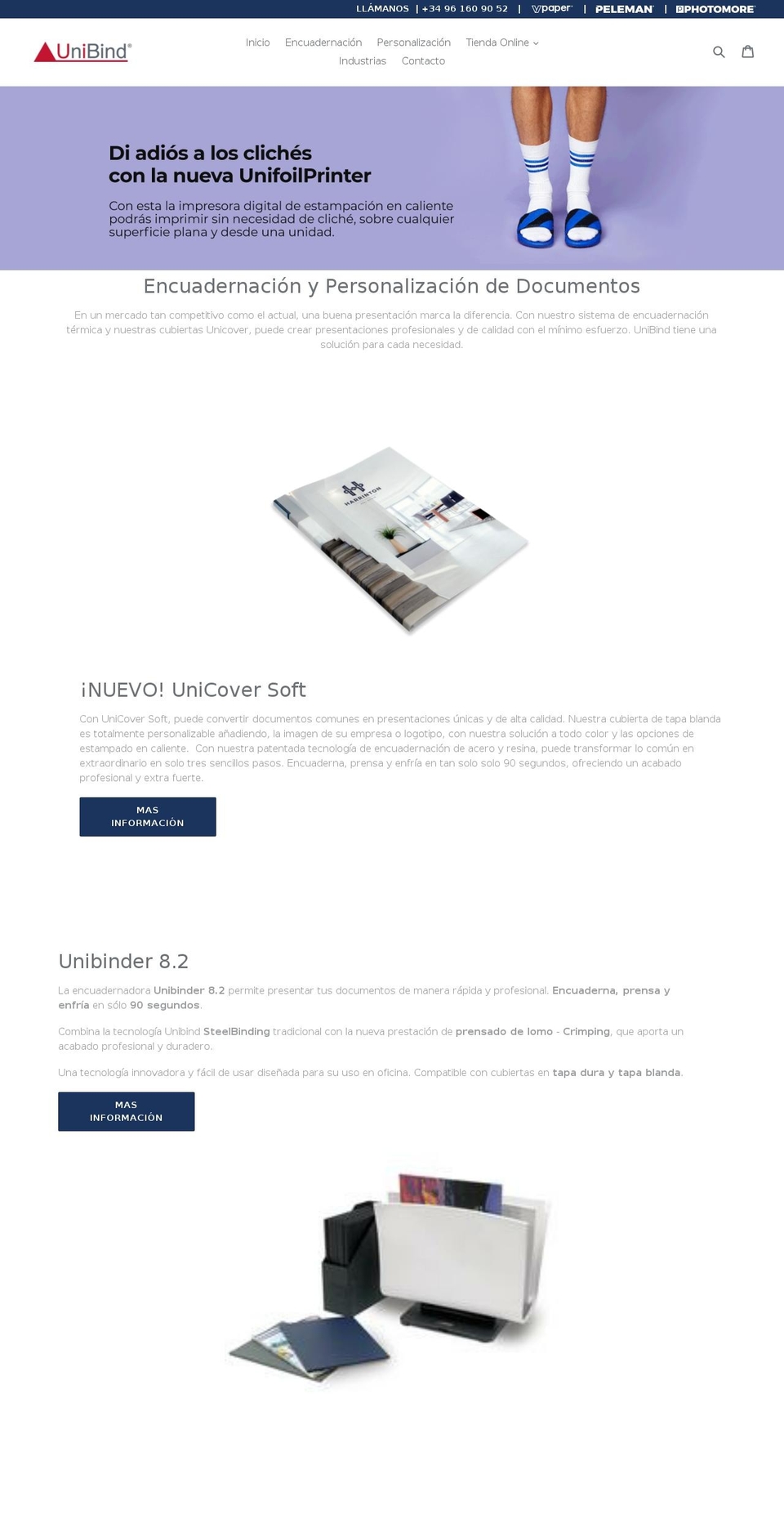 unibind.com.es shopify website screenshot