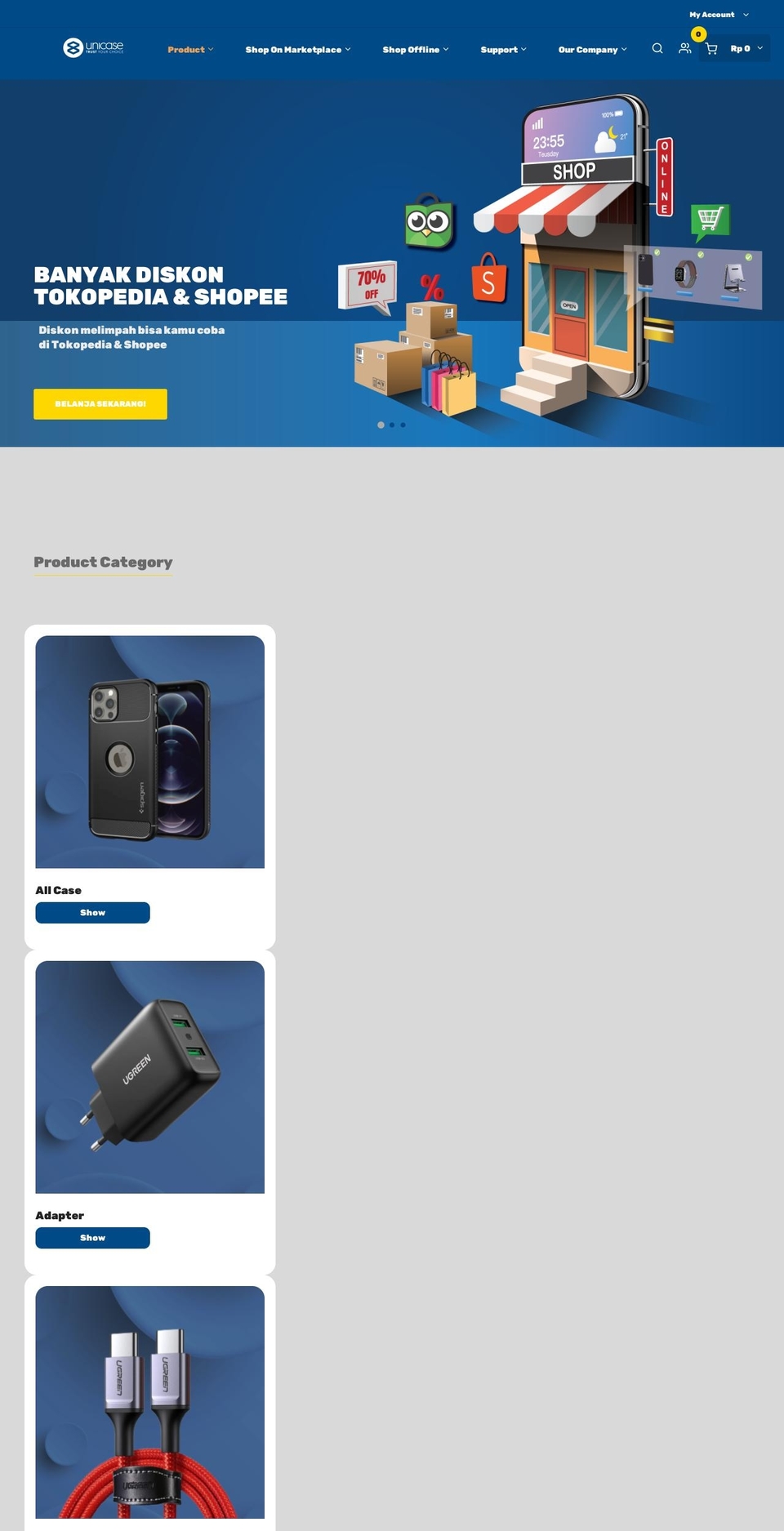unicasestore.com shopify website screenshot