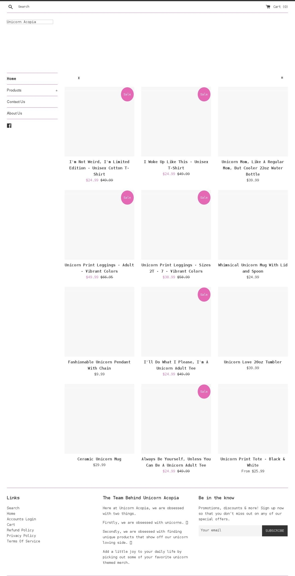 unicorn-acopia.com shopify website screenshot