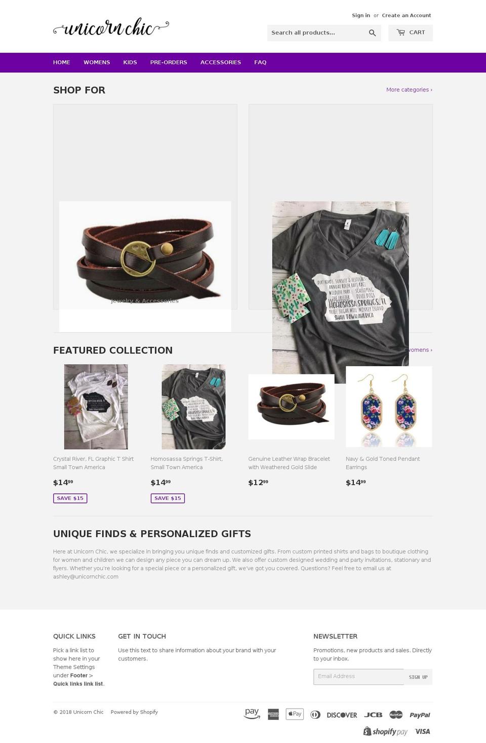 unicornchic.com — Shopify storefront screenshot