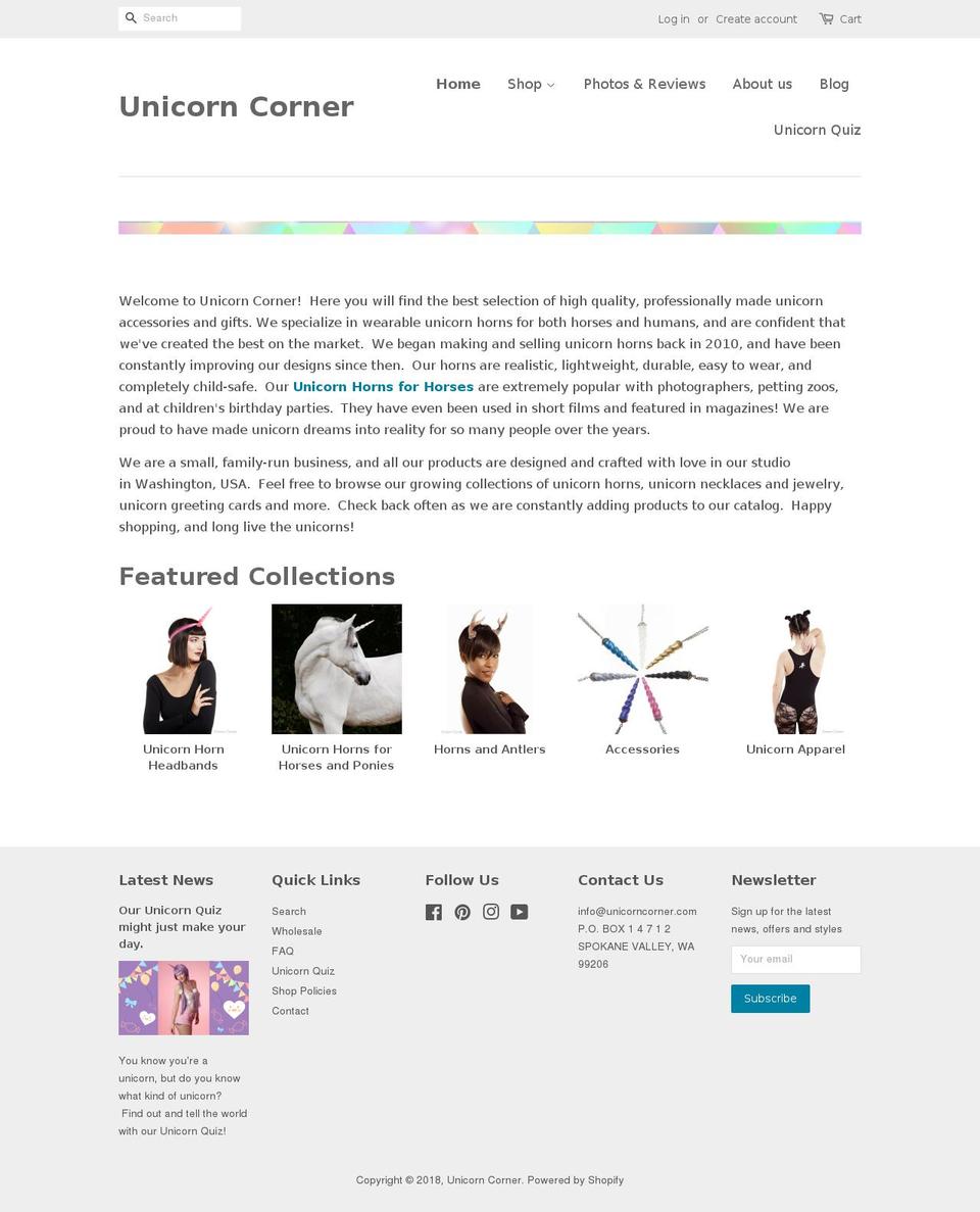 unicorncorners.org shopify website screenshot